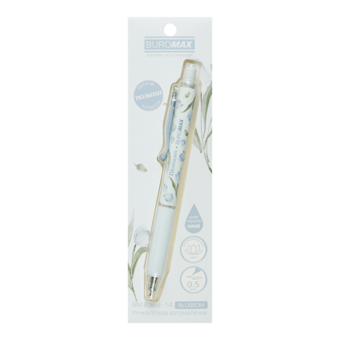 Ручка гелева автоматична BLOSSOM, 0.5 мм, ароматний грип, Тюльпан, сині чорнила, в блістері, BM.8368-14 BUROMAX